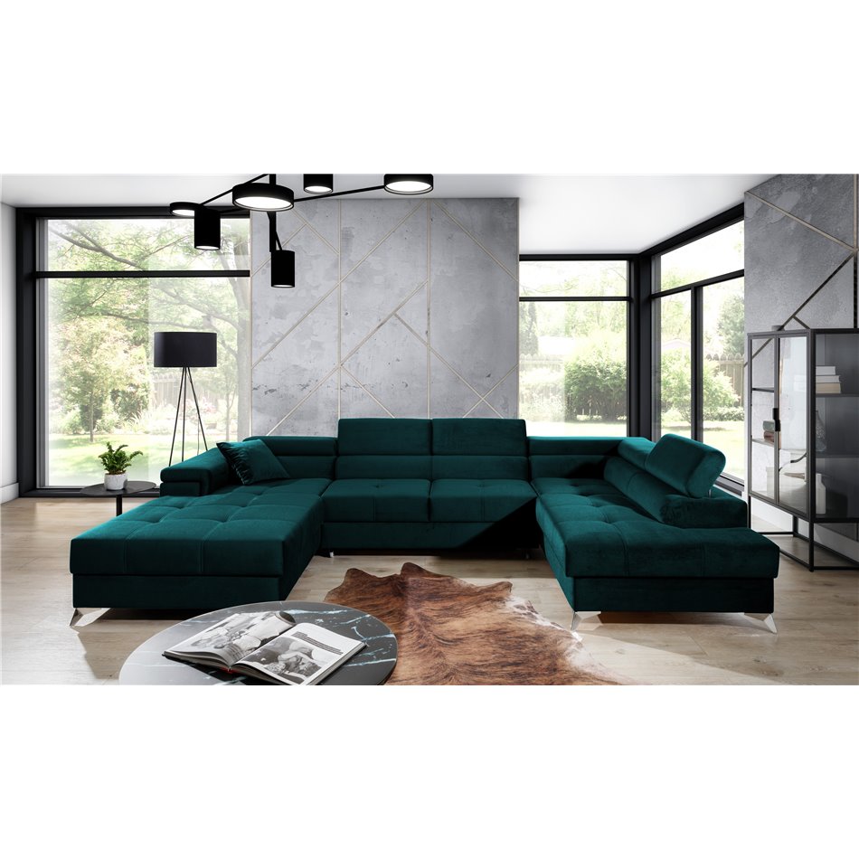 Corner sofa Elduaro R, Kronos 04, green, H90x345x202