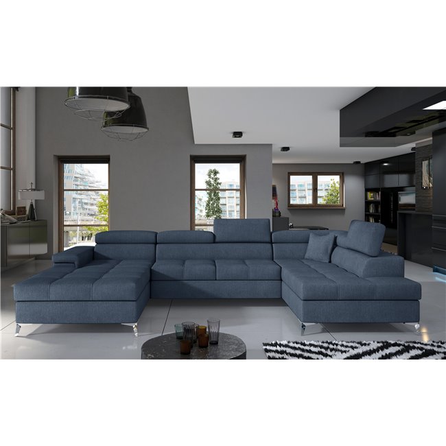 Corner sofa Elduaro R, Omega 86, blue, H90x345x60