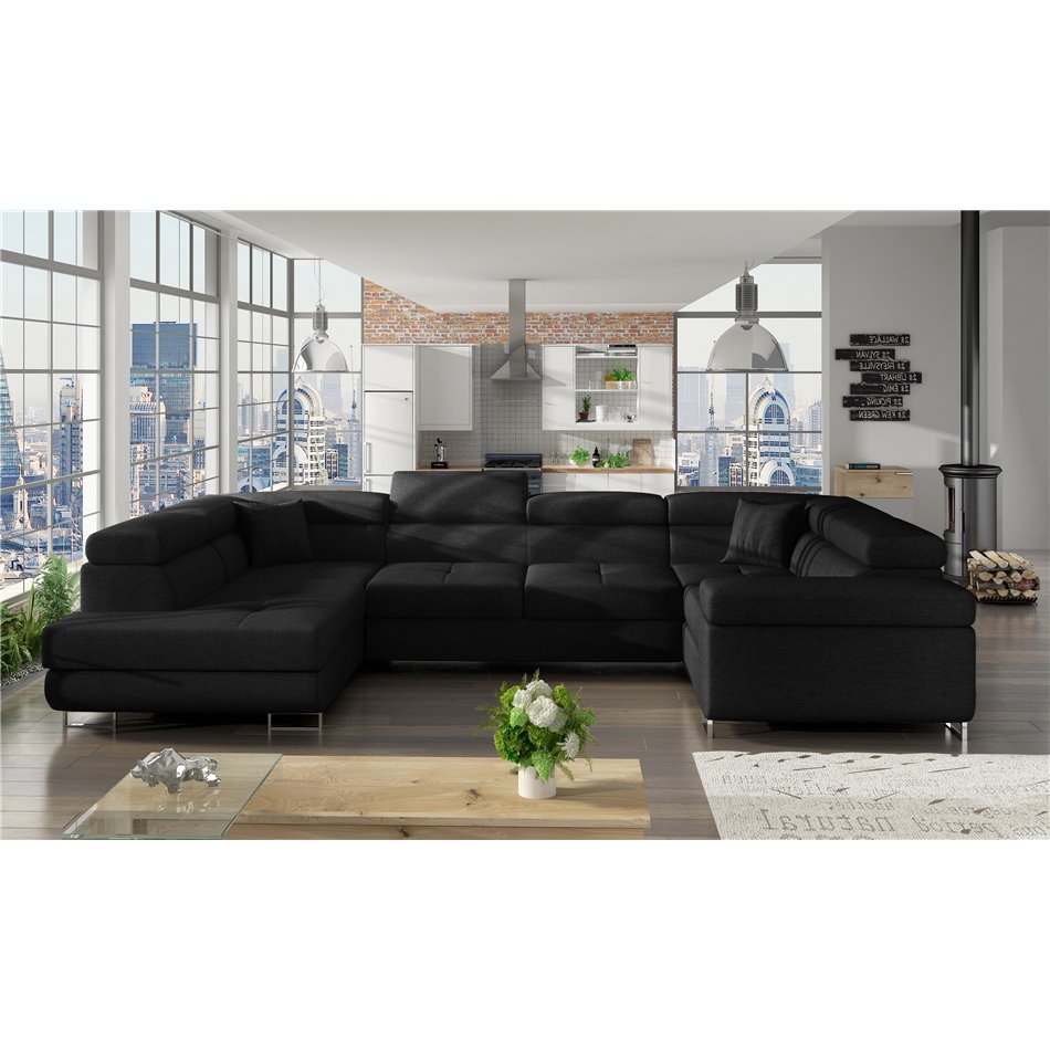 Corner sofa Eletto L, Sawana 14, black, H90x340x58