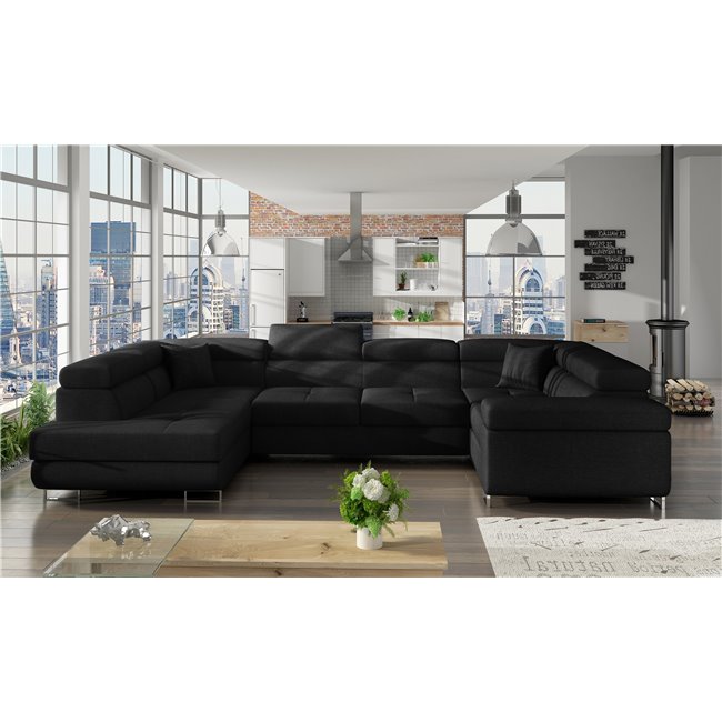 Corner sofa Eletto L, Sawana 14, black, H90x340x58