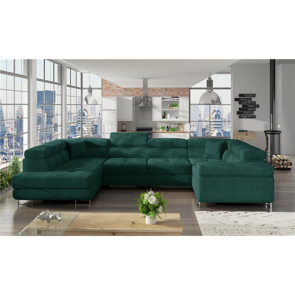 Corner sofa Eletto L, Kronos 19, green, H90x340x58