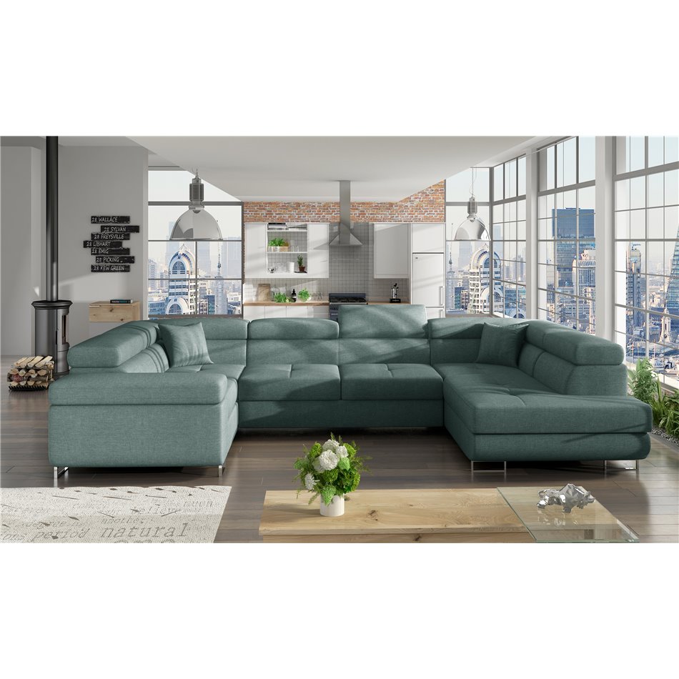 Corner sofa Eletto R, Cover 70, green, H90x202x58