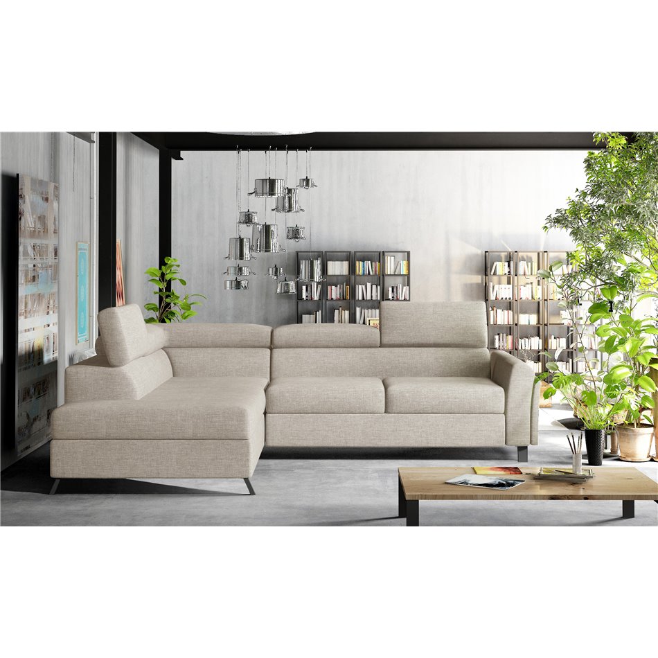 Corner sofa Elkairos L, Cover 02, beige, H95x265x200