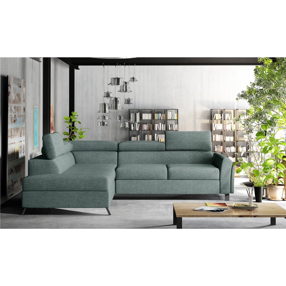 Corner sofa Elkairos L, Cover 70, blue, H95x265x200