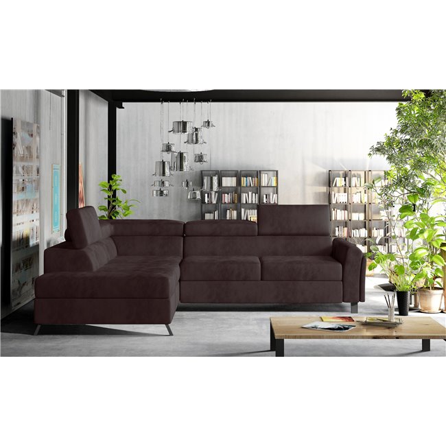 Corner sofa Elkairos L, Kronos 06, brown, H95x265x200