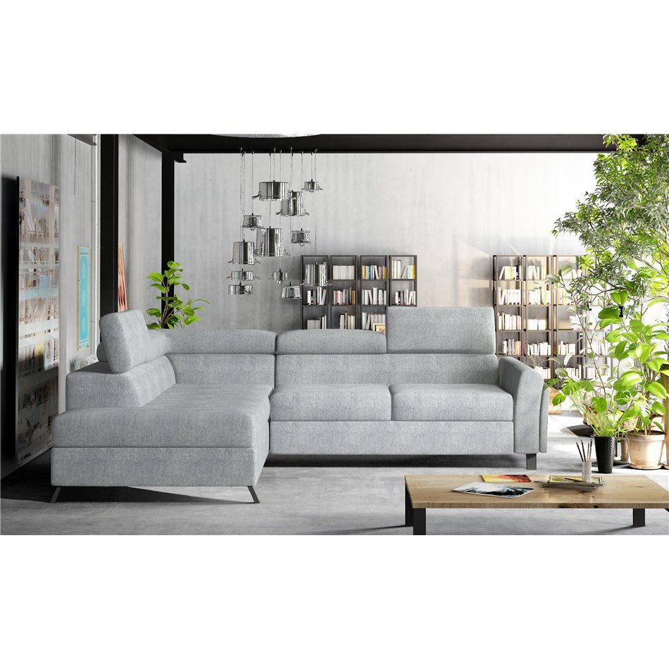 Corner sofa Elkairos L, Omega 02, gray, H95x265x200