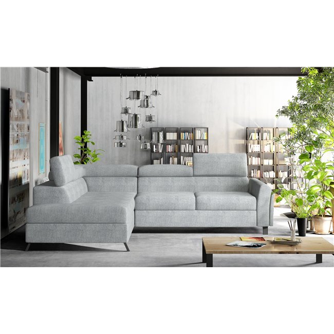 Corner sofa Elkairos L, Omega 02, gray, H95x265x200