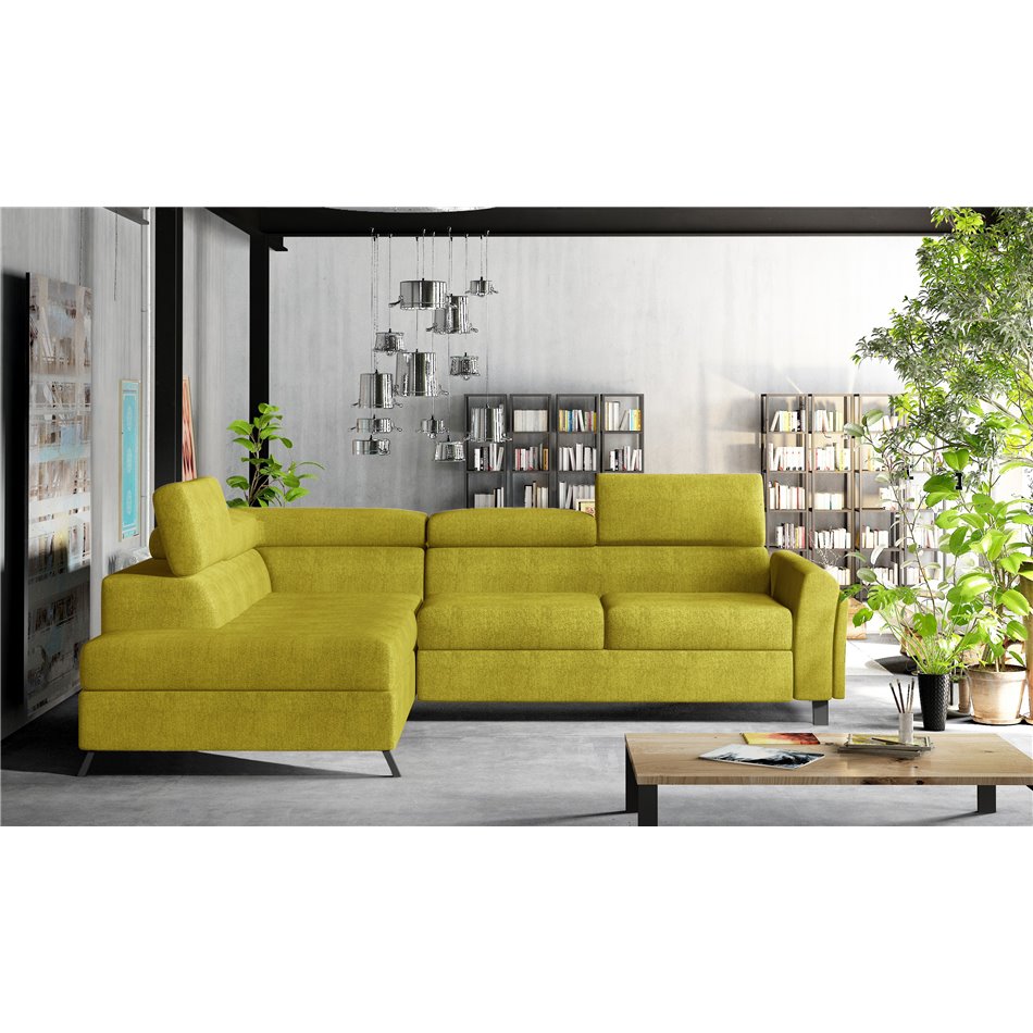 Corner sofa Elkairos L, Omega 68, yellow, H95x265x200