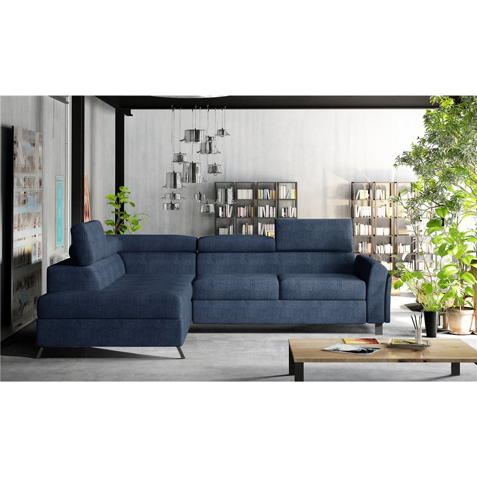 Corner sofa Elkairos L, Omega 86, blue, H95x265x200