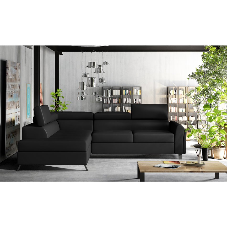 Corner sofa Elkairos L, Soft 11, black, H95x265x200