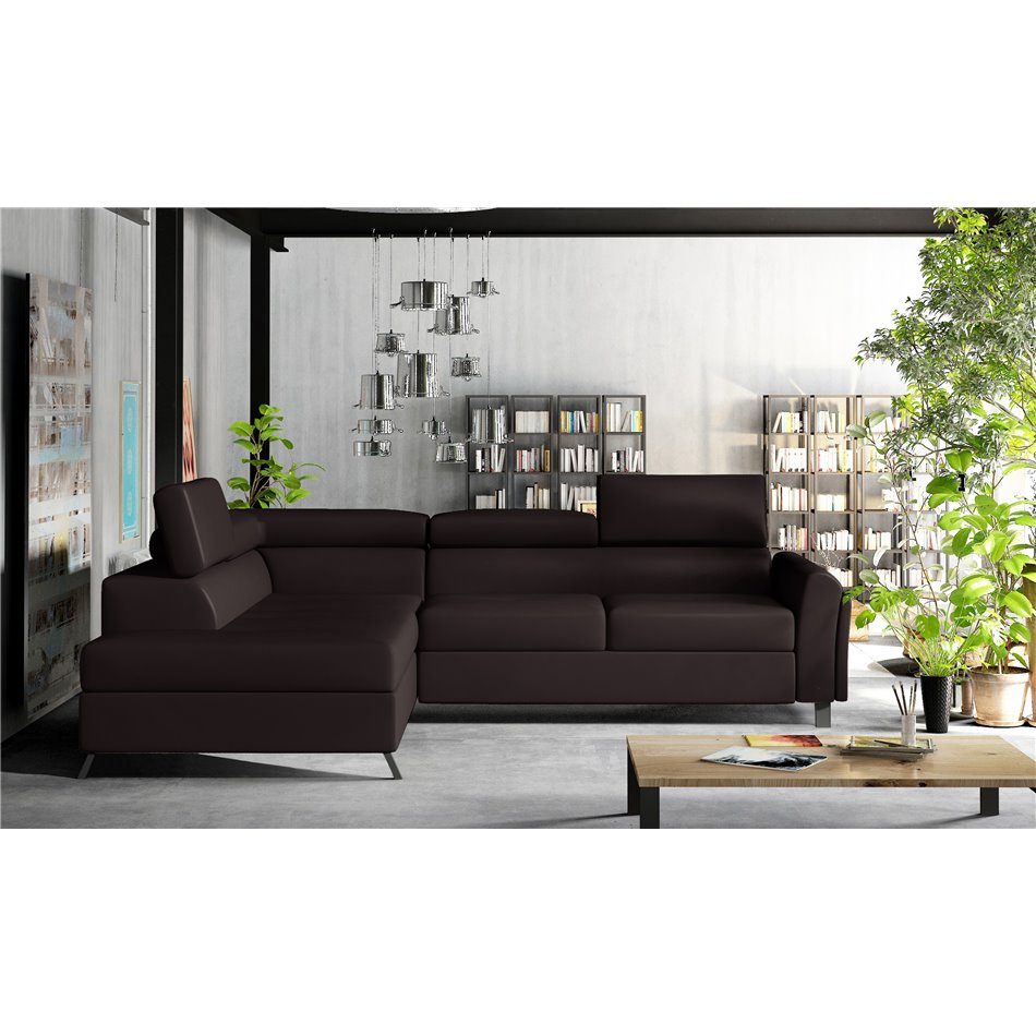 Corner sofa Elkairos L, Soft 66, brown, H95x265x200