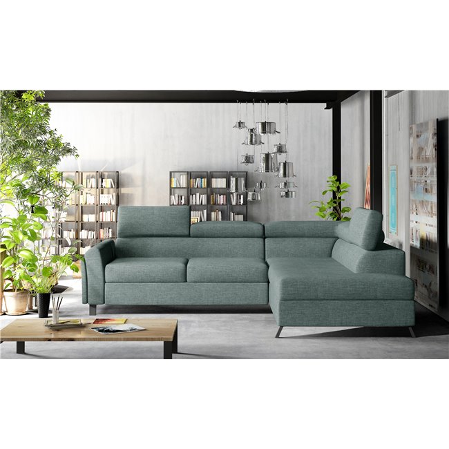 Corner sofa Elkairos R, Cover 70, blue, H95x265x200