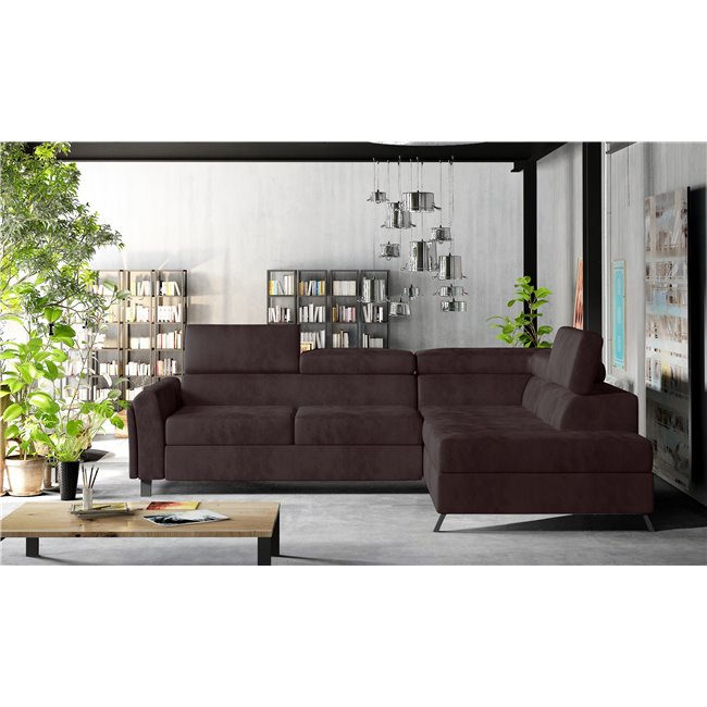 Corner sofa Elkairos R, Kronos 06, brown, H95x265x200
