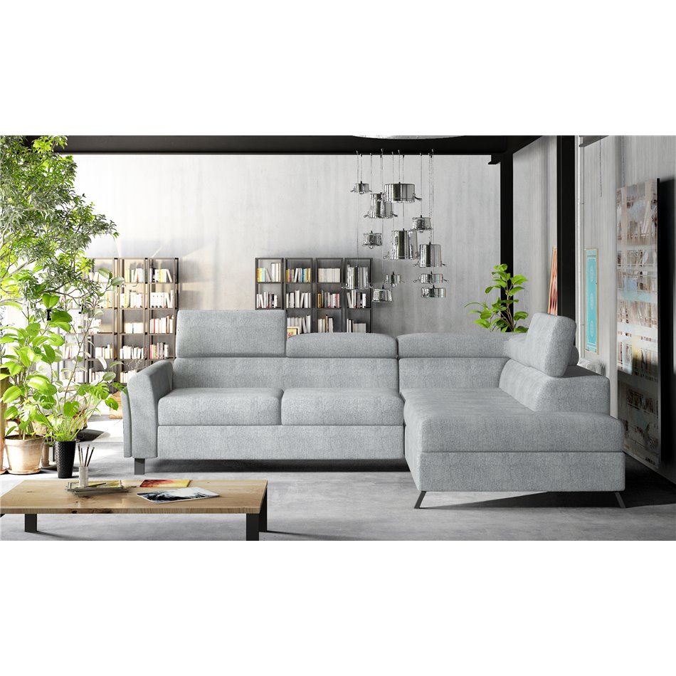 Corner sofa Elkairos R, Omega 02, gray, H95x265x200