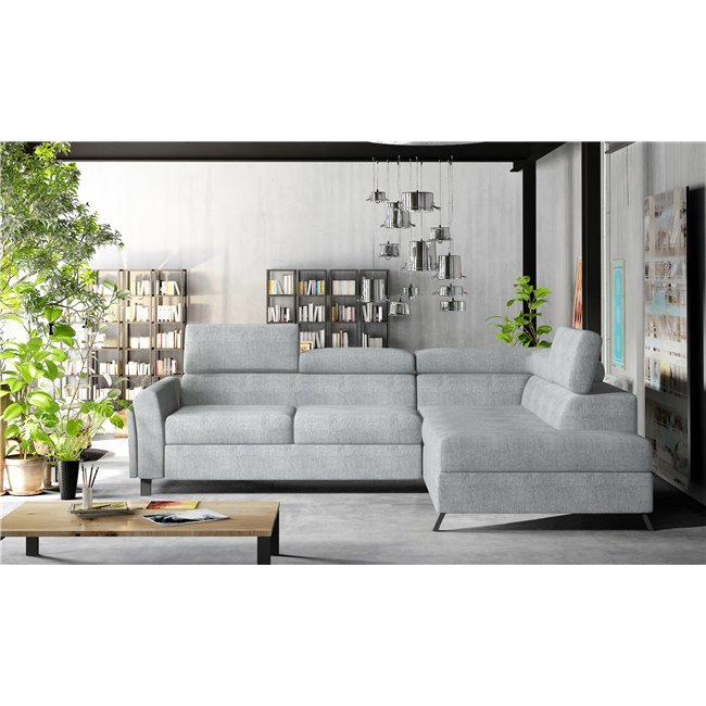 Corner sofa Elkairos R, Omega 02, gray, H95x265x200