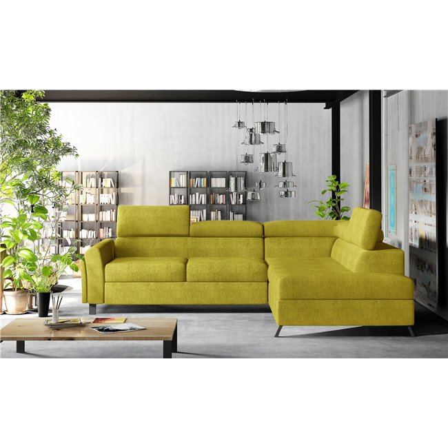 Corner sofa Elkairos R, Omega 68, yellow, H95x265x200