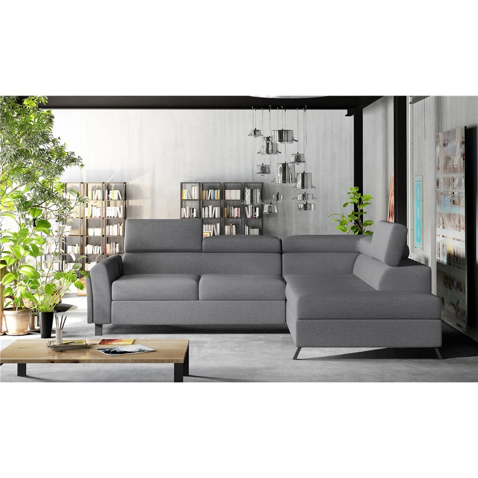 Corner sofa Elkairos R, Primo 96, gray, H95x265x200