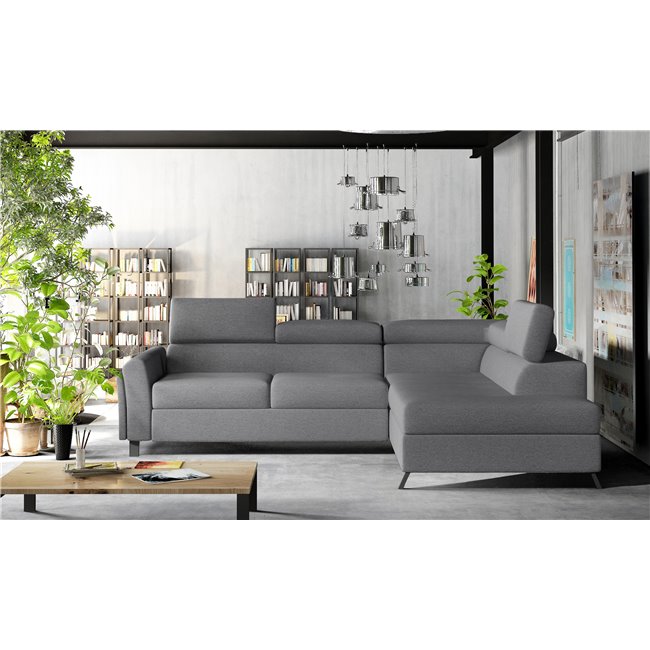 Corner sofa Elkairos R, Primo 96, gray, H95x265x200