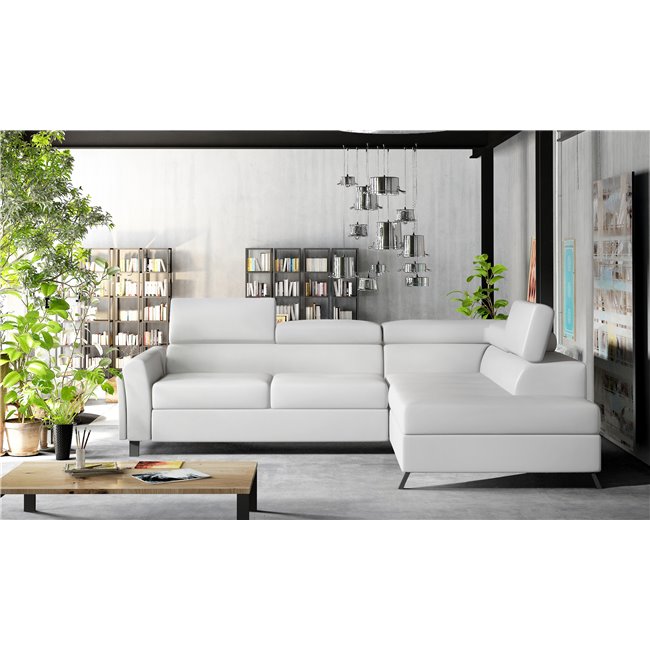 Corner sofa Elkairos R, Soft 17, white, H95x265x200