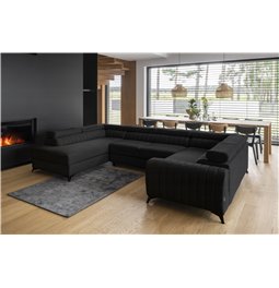 Corner sofa Elouis L, Flores 10, black, H92x347x202