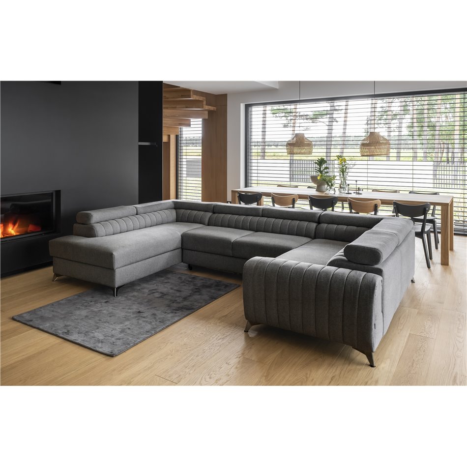 Corner sofa Elouis L, Flores 4, gray, H92x347x202