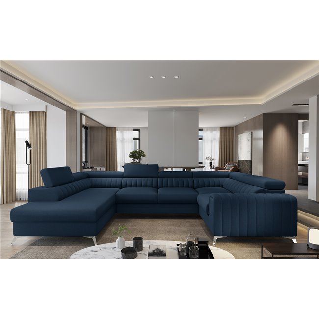 Corner sofa Elouis L, Flores 40, blue, H92x347x202