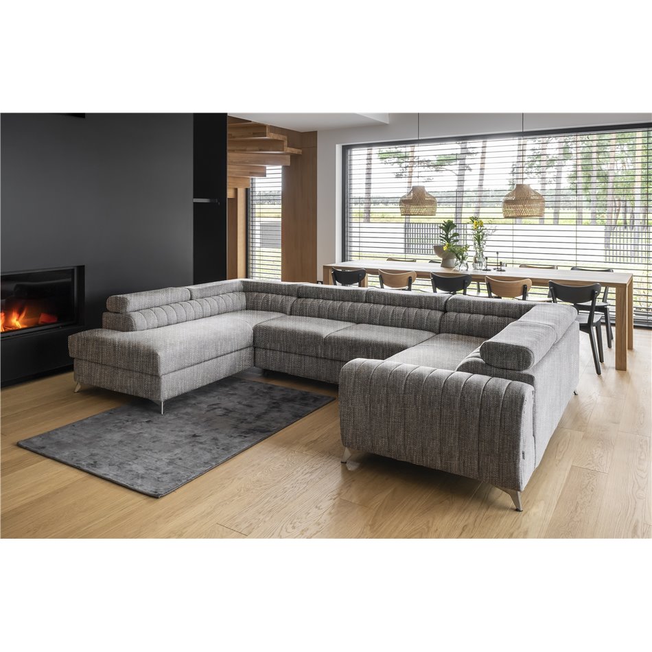 Corner sofa Elouis L, Marte 130, gray, H92x347x202