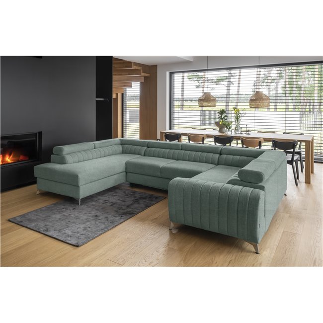 Угловой диван Elouis L, Poco 100, зеленый, H92x347x202