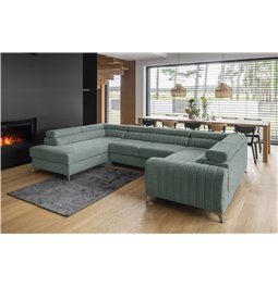 Corner sofa Elouis L, Poco 100, green, H92x347x202