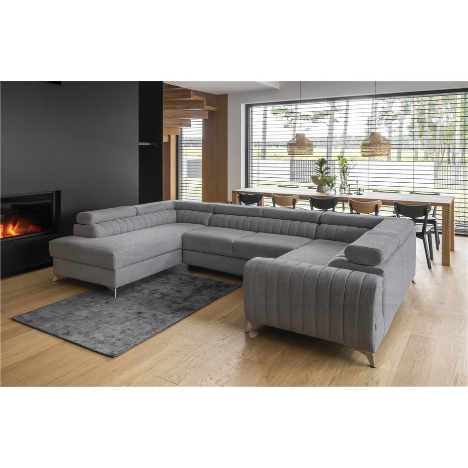 Corner sofa Elouis L, Poco 4, gray, H92x347x202