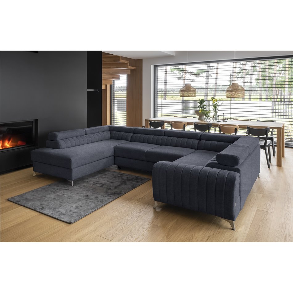 Corner sofa Elouis L, Poco 40, blue, H92x347x202