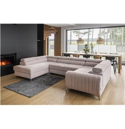 Corner sofa Elouis L, Gojo 101, pink, H92x347x202
