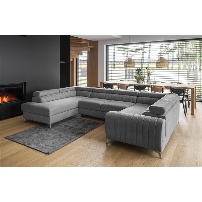 Corner sofa Elouis L, Gojo 5, gray, H92x347x202