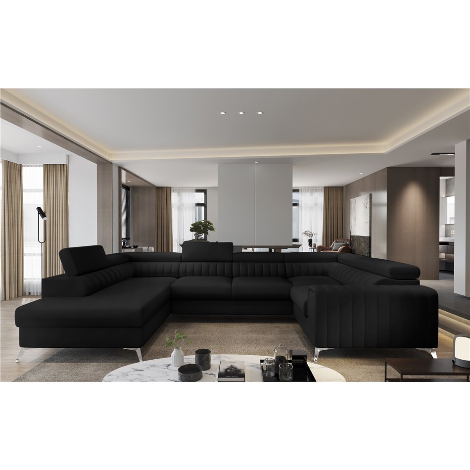 Corner sofa Elouis L, Softis 11, black, H92x347x202