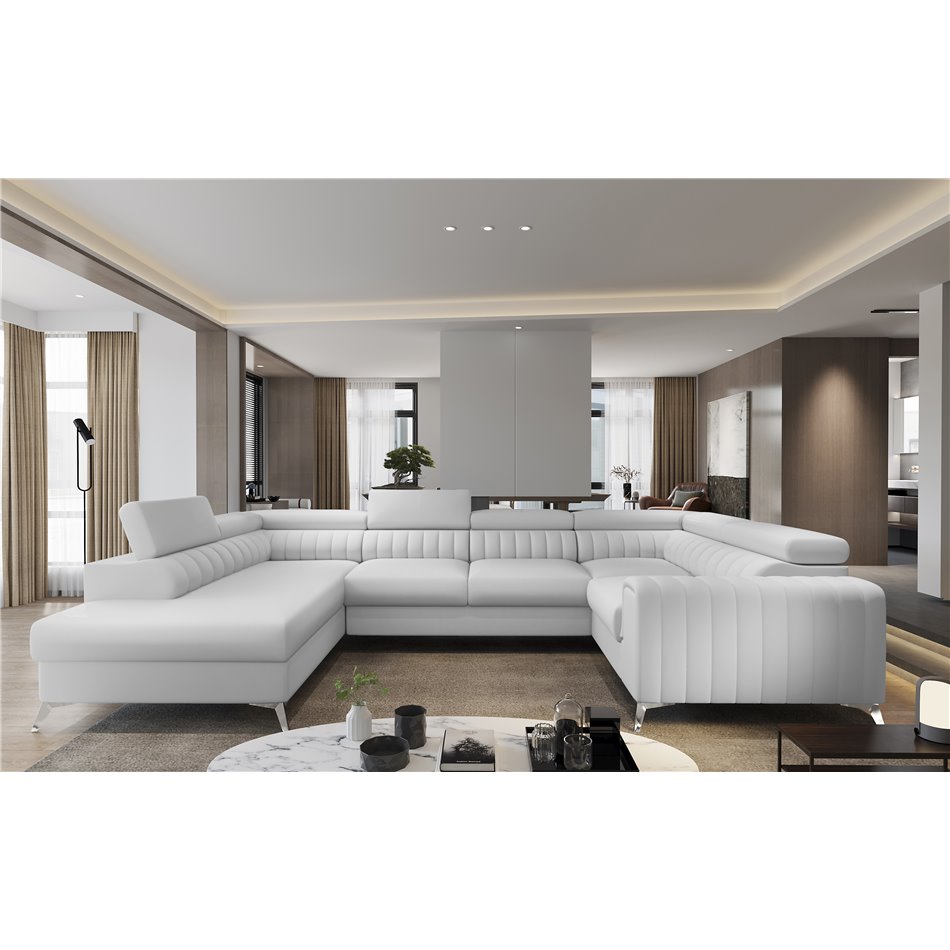 Corner sofa Elouis L, Softis 17, white, H92x347x202