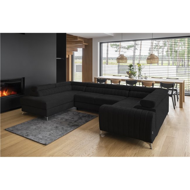 Corner sofa Elouis L, Vero 10, black, H92x347x202
