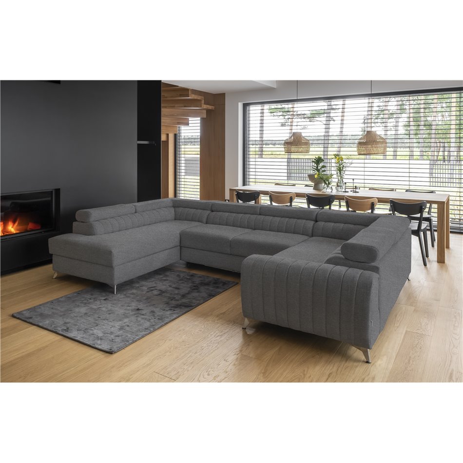 Corner sofa Elouis L, Vero 4, gray, H92x347x202