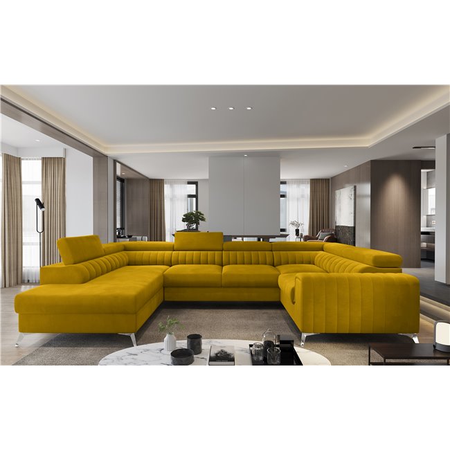 Corner sofa Elouis L, Loco 45, yellow, H92x347x202