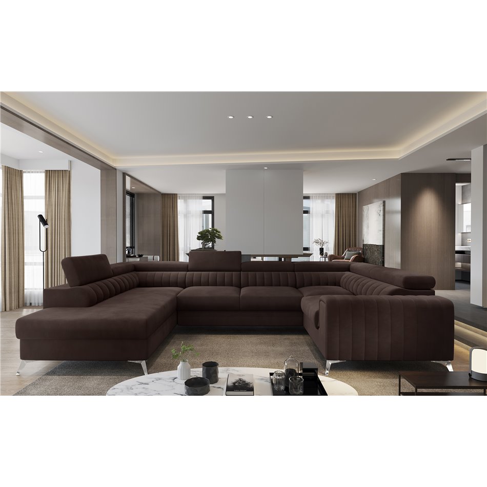 Corner sofa Elouis L, Nube 22, brown, H92x347x202