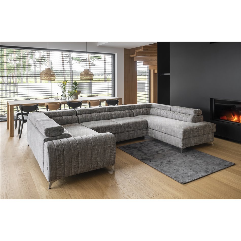 Corner sofa Elouis R, Marte 130, gray, H92x347x202