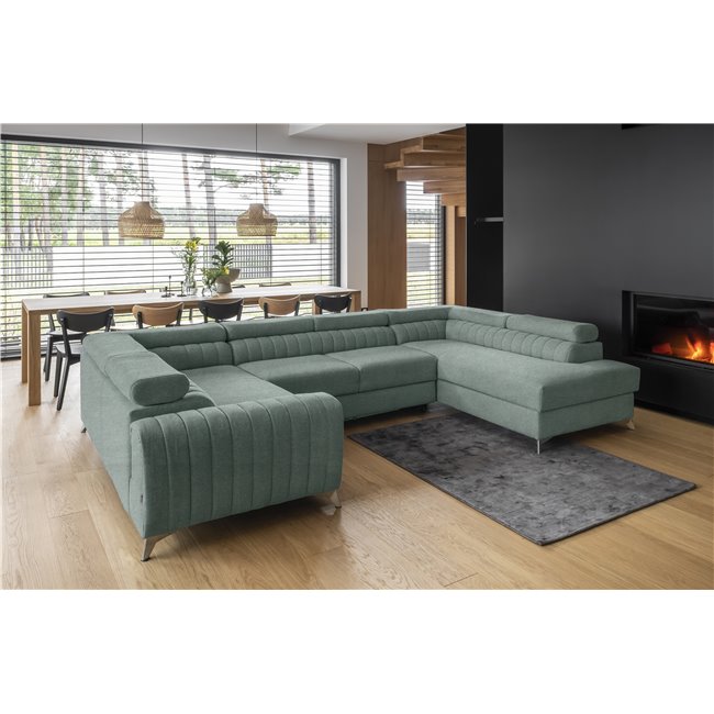 Corner sofa Elouis R, Poco 100, green, H92x347x202