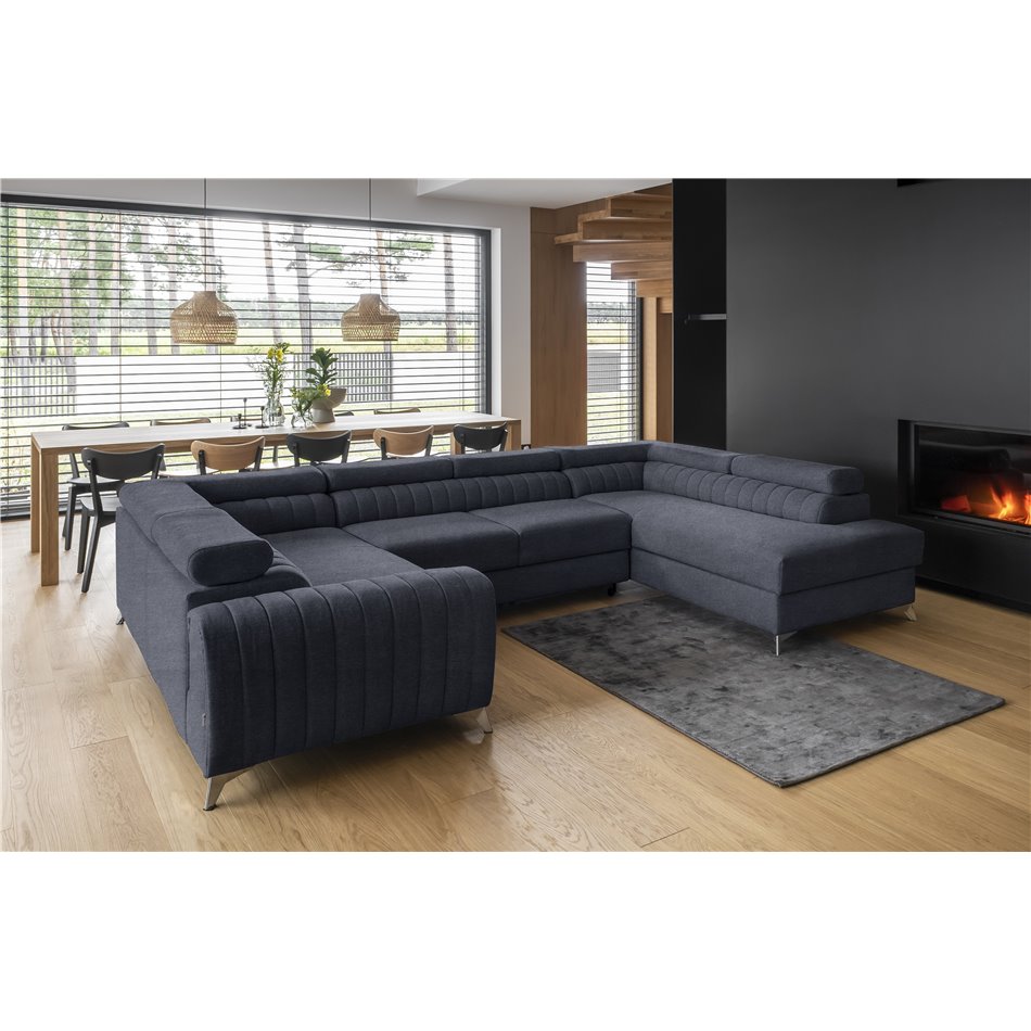 Corner sofa Elouis R, Poco 40, blue, H92x347x202