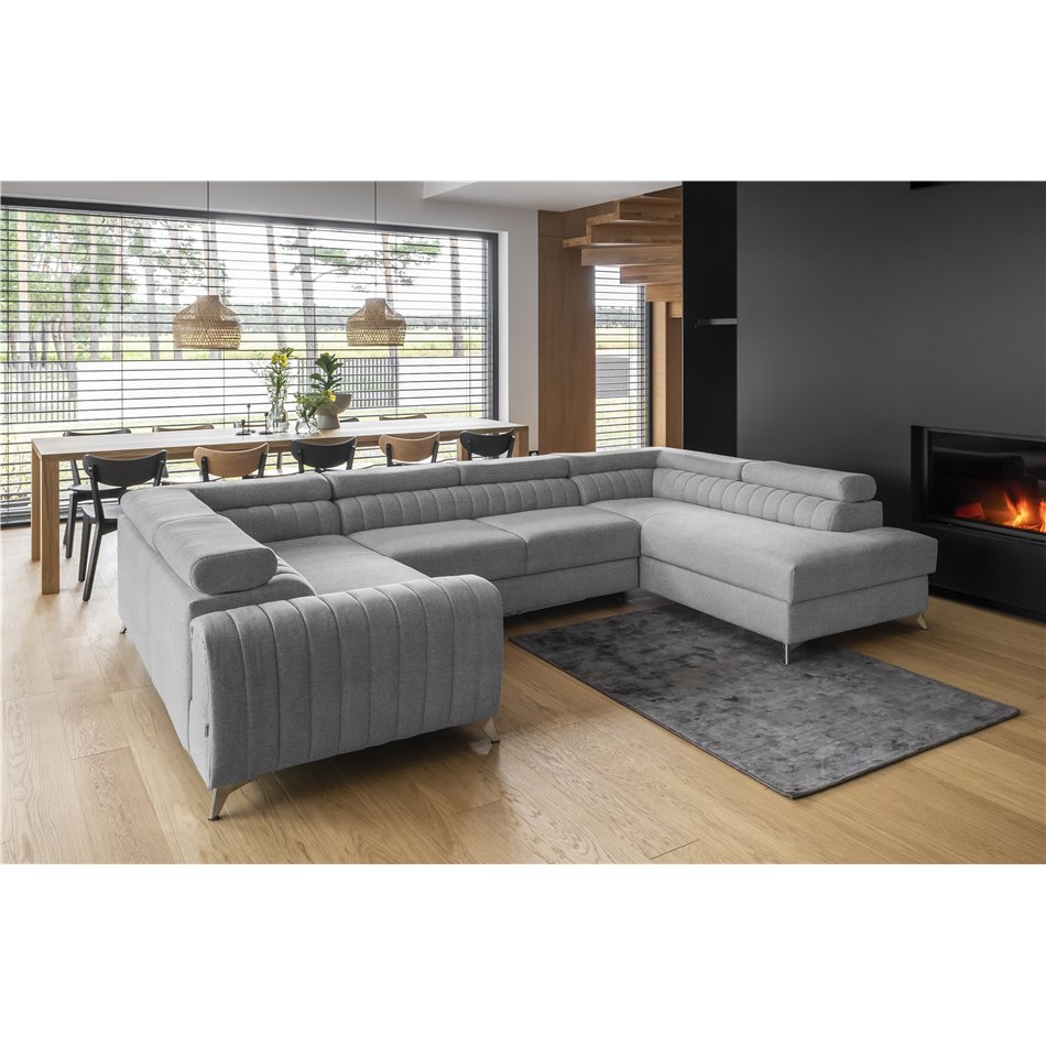 Угловой диван Elouis R, Gojo 4, серый, H92x347x202