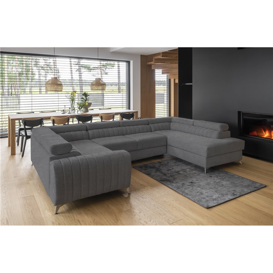 Угловой диван Elouis R, Vero 4, серый, H92x347x202