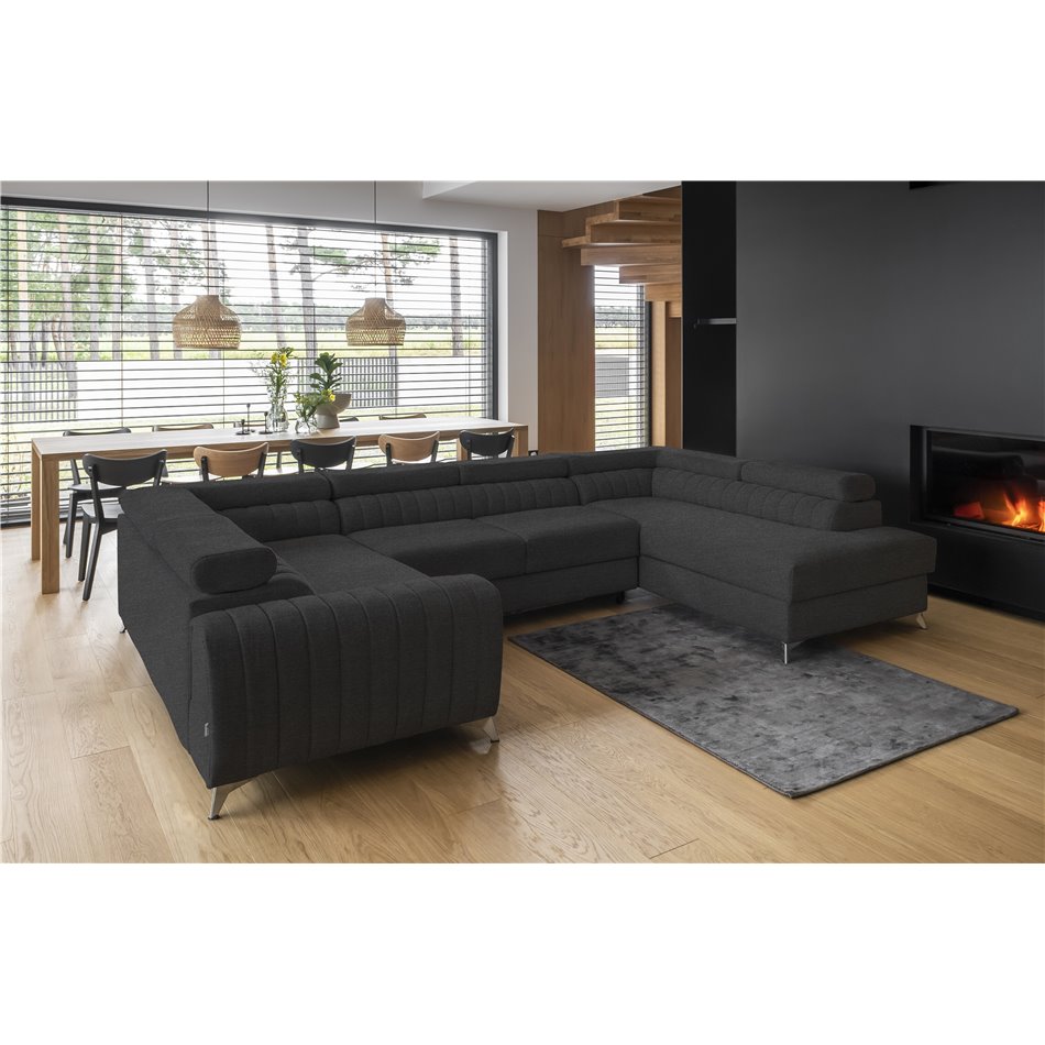 Угловой диван Elouis R, Vero 5, серый, H92x347x202