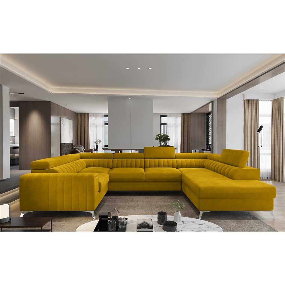 Corner sofa Elouis R, Loco 45, yellow, H92x347x202