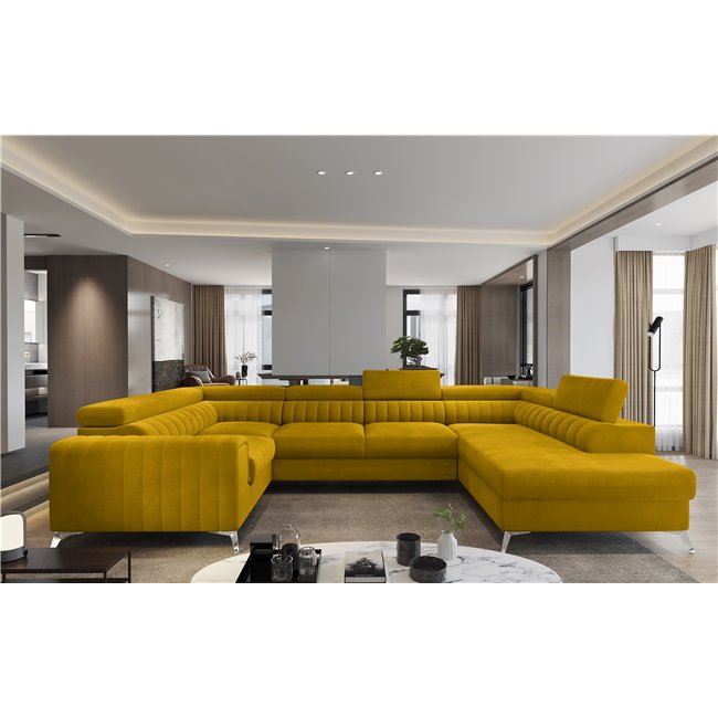 Corner sofa Elouis R, Loco 45, yellow, H92x347x202