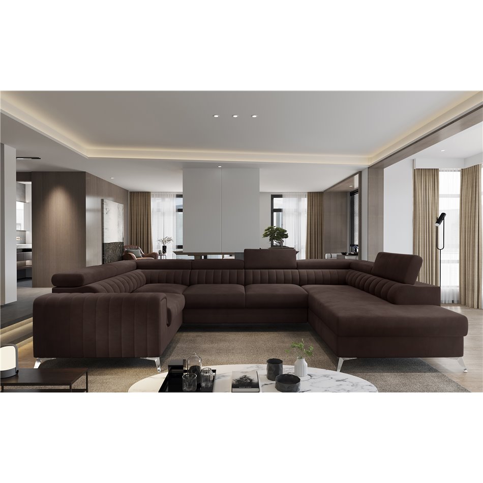 Corner sofa Elouis R, Nube 22, brown, H92x347x202