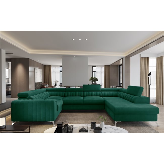 Corner sofa Elouis R, Nube 35, green, H92x347x202