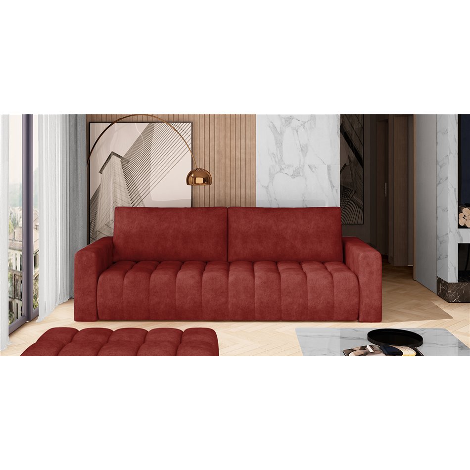 Sofa bed Elazaro , Dora 63, red, H92x247x97